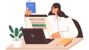 Illustrasi orang yang sedang belajar Bahasa Indonesia, mencerminkan popularitas yang meningkat dalam pembelajaran bahasa ini di seluruh dunia.