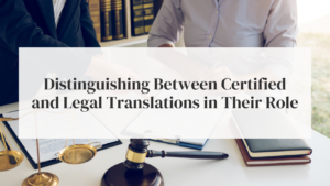 Illustration showing two documents side by side, representing the difference between certified and legal translations.