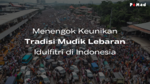 Ilustrasi perjalanan mudik Lebaran di Indonesia dengan bus, mobil, dan kereta penuh pemudik.