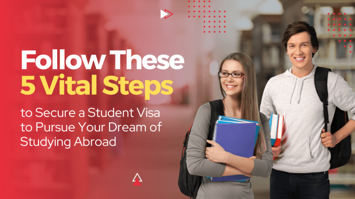 A student with a backpack holding passport and visa documents, ready to apply for a student visa