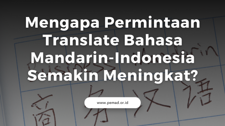 Illustration of a person facing a laptop and accompanied by Indonesian and Mandarin flag attributes