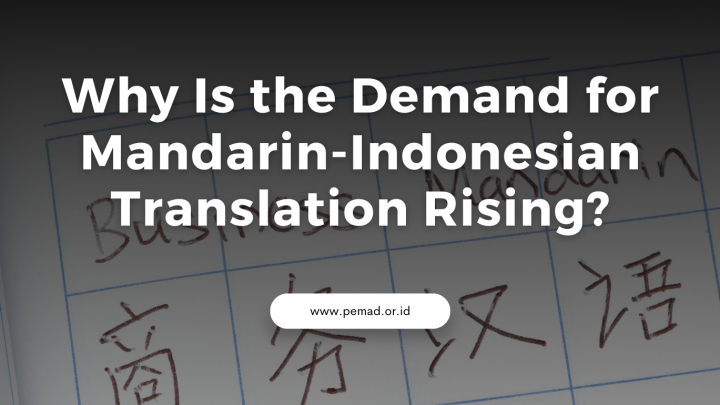 Illustration of a person facing a laptop and accompanied by Indonesian and Mandarin flag attributes