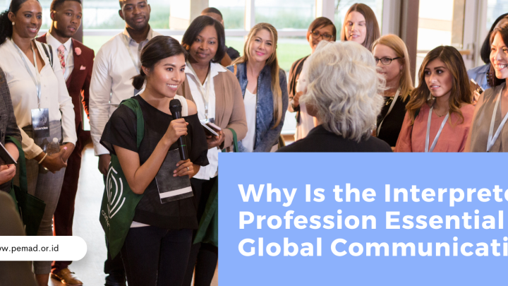 A skilled interpreter at work during an international conference.